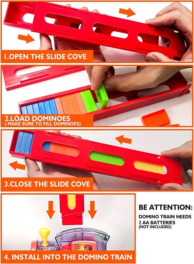 URM قطار دومينو URM®، مجموعة مكعبات دومينو مكونة من 60 قطعة، مجموعة مكعبات بناء وتكديس دومينو للأطفال من عمر 3 إلى 7 سنوات، هدايا إبداعية للأولاد والبنات - Image 2